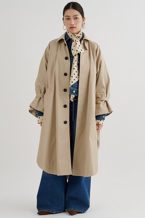 Whim Gazette(ウィム ガゼット)｜ポンチョロングコート/ベージュ の