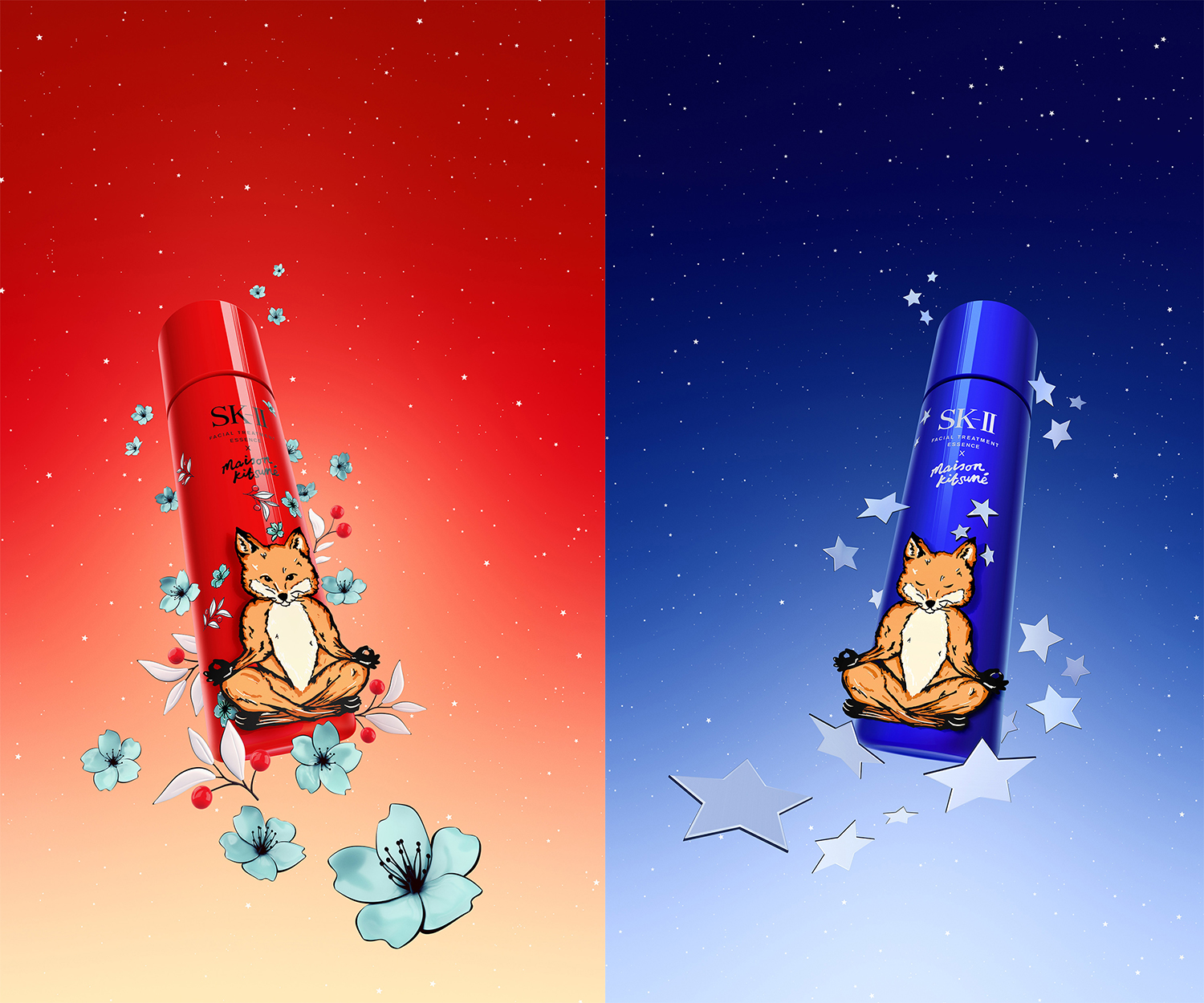 SK-II × MAISON KITSUNÉ」ホリデーコフレ発売！赤と青のコラボ限定