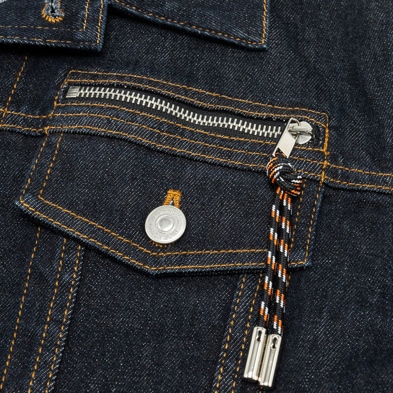 DIOR HOMME Size 50 Rope Zipper Pull Pocketed Jacket Cotton Dark Indigo