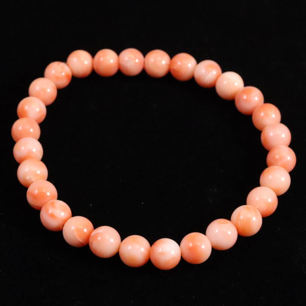 高知県産 天然 宝石珊瑚 桃色サンゴ 深海サンゴ 6.5mmブレスレット