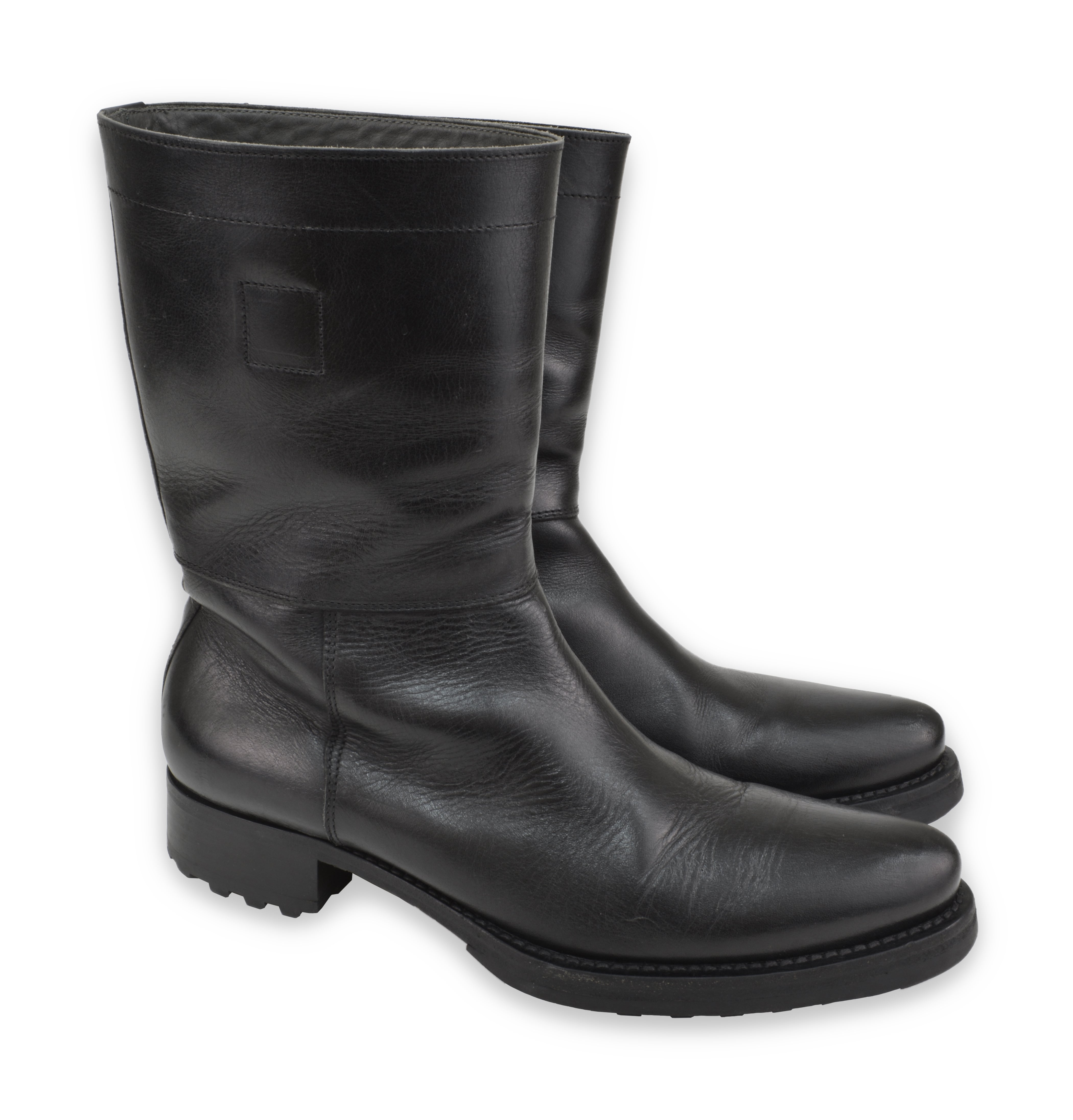 MIU MIU 2000s Point Toe Riding Boots with Tread Sole in Heavy