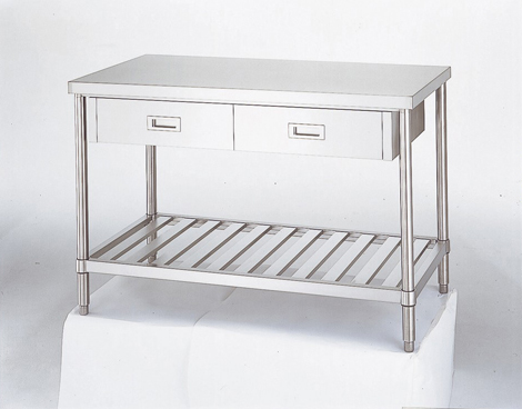 ステンレス作業台 引き出し シンコー ステンレス作業台片面引出付(ベタ板棚タイプ・SUS430) 750