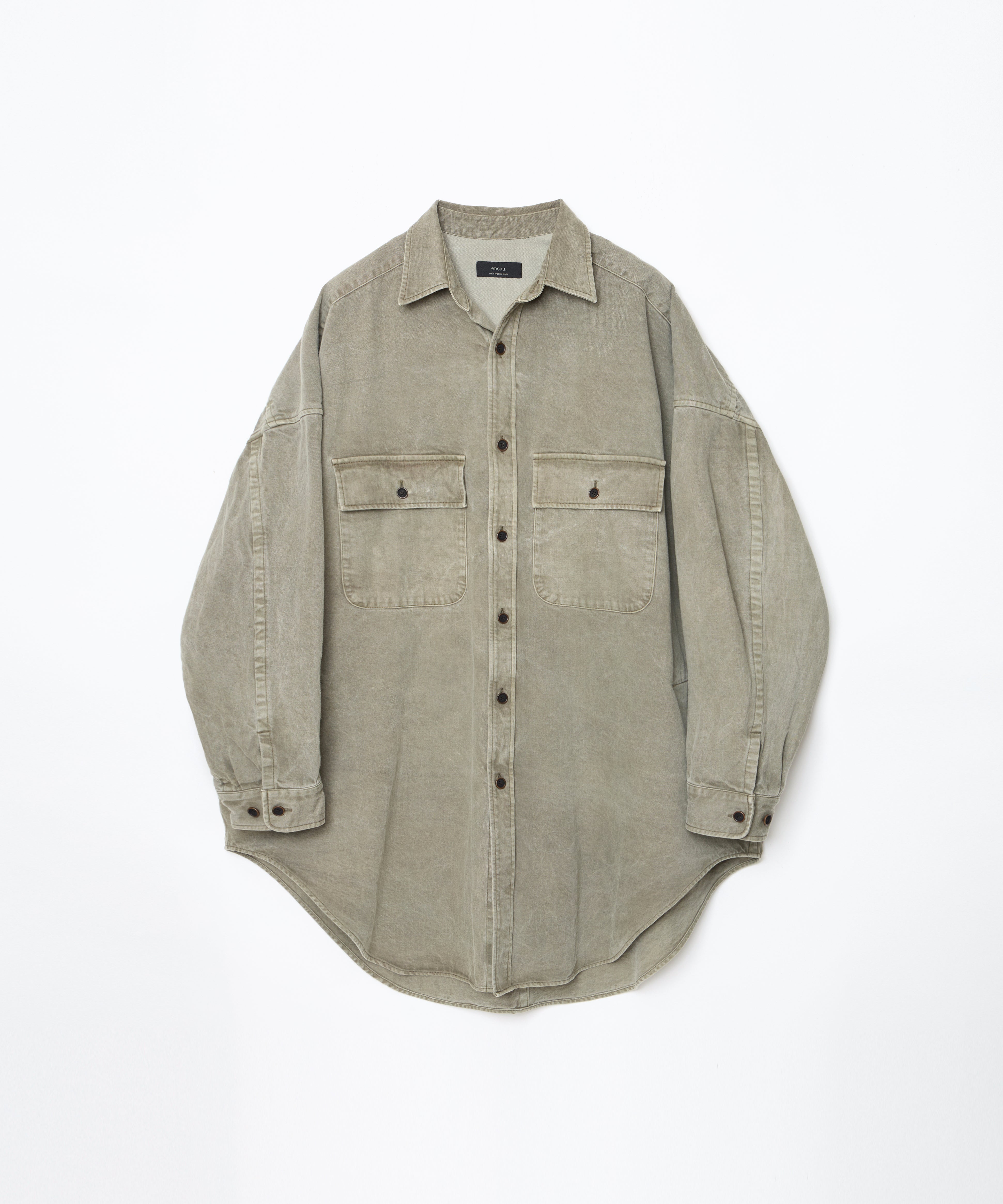 ensou. Whale Work Shirt (Olive) / E13S004