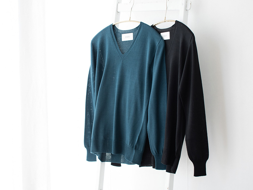 シルク100％ Vネックプルオーバー 日本製 レディース イーズ