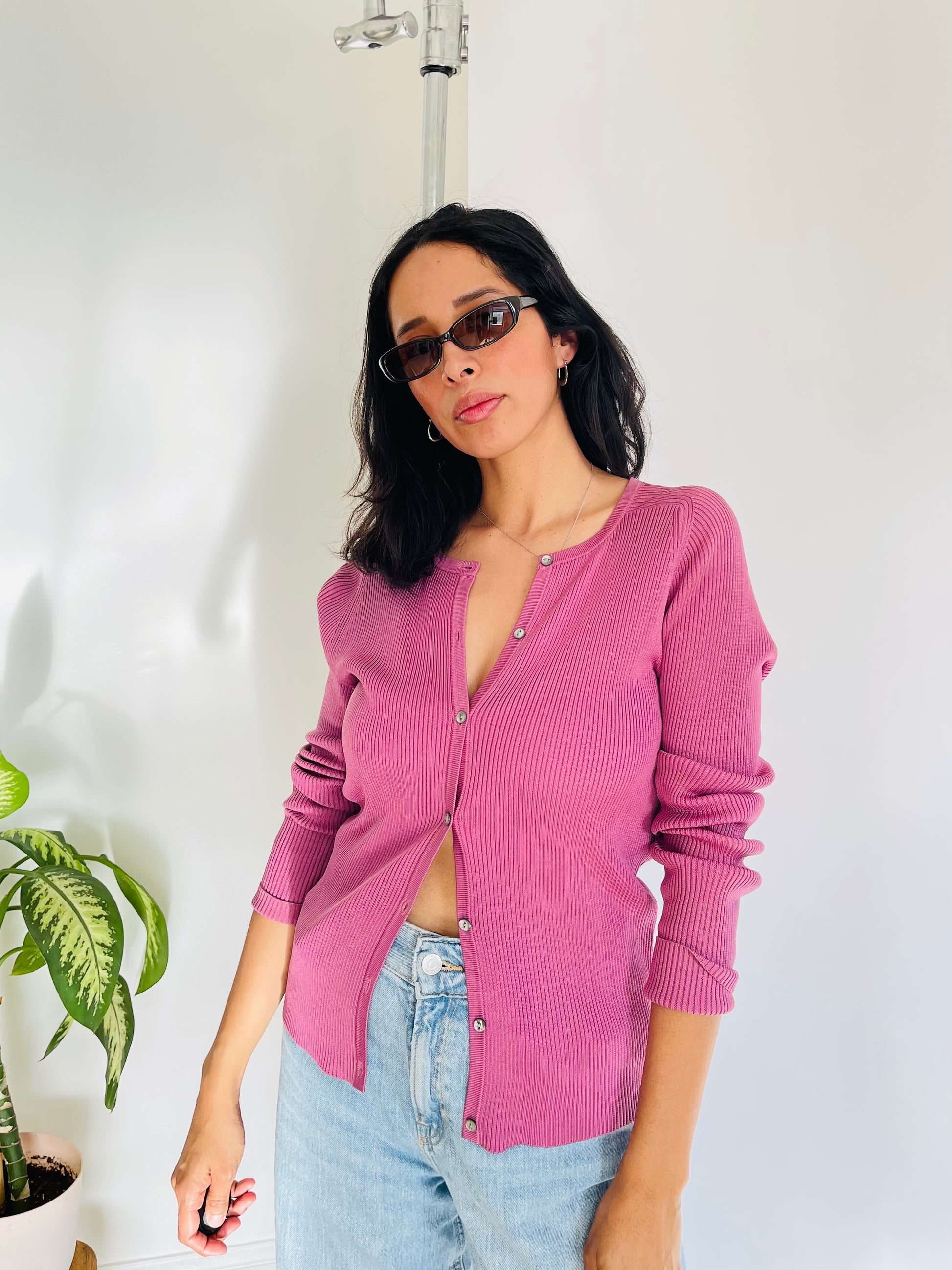 Vintage 90s Mauve Pink Silk Rib Knit Top – Esentialle