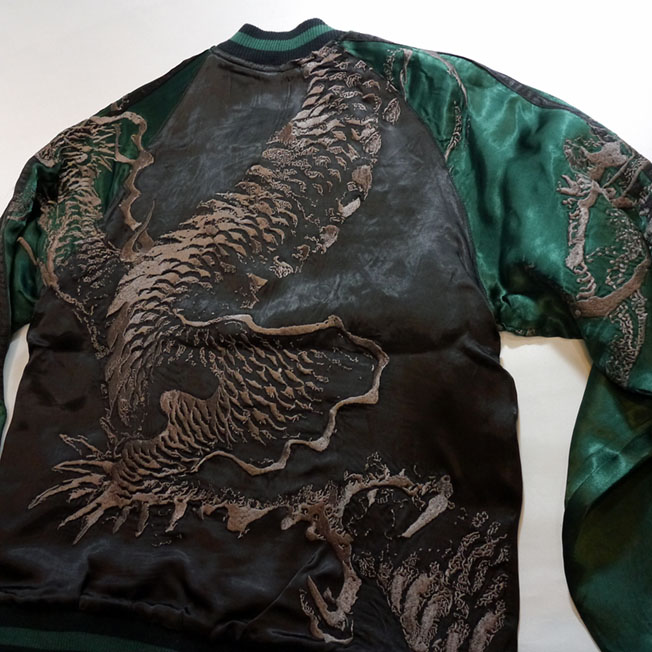 龍桜 双龍猛虎柄 リバーシブルスカジャン レーヨン製 sizeL 龍桜 双龍