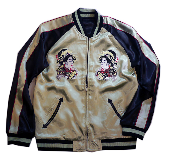 花旅楽団 SCRIPT 舞妓柄 刺繍リバーシブルスカジャン