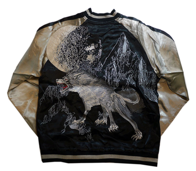 再入荷 さとり satori 月に狼柄刺繍 リバーシブルスカジャン GSJR-006