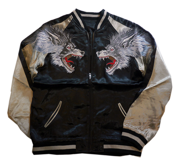 再入荷 さとり satori 月に狼柄刺繍 リバーシブルスカジャン GSJR-006