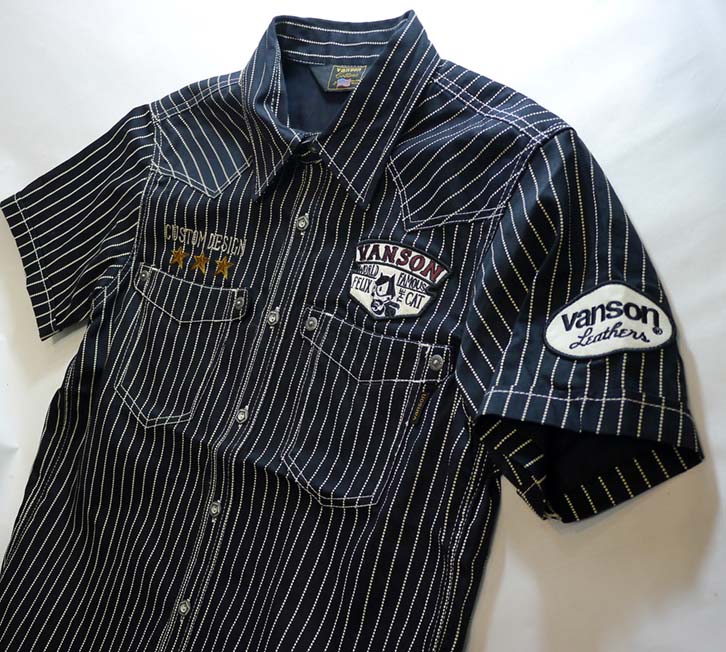 VANSON×FELIX コラボ 刺繍 ワークシャツ ウォバッシュ