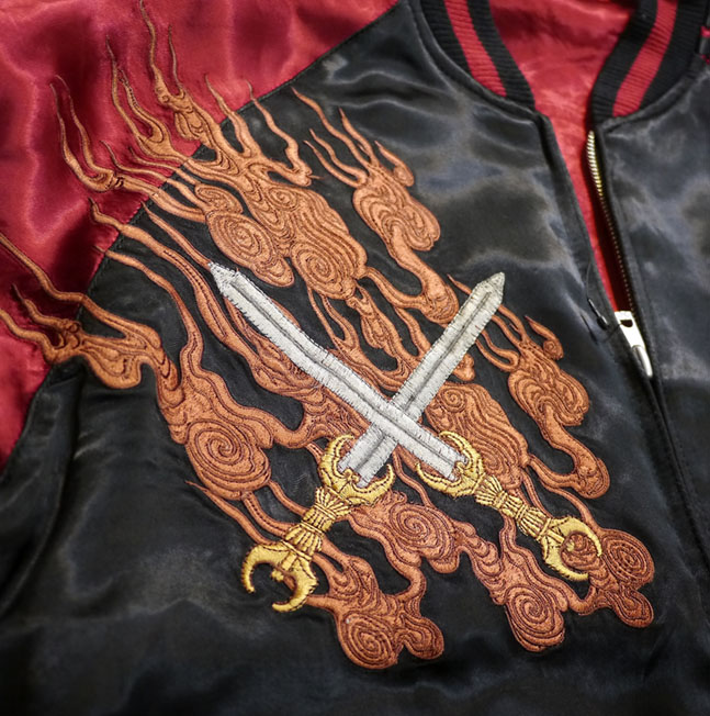 さとり satori 火焔阿修羅柄刺繍リバーシブルスカジャン