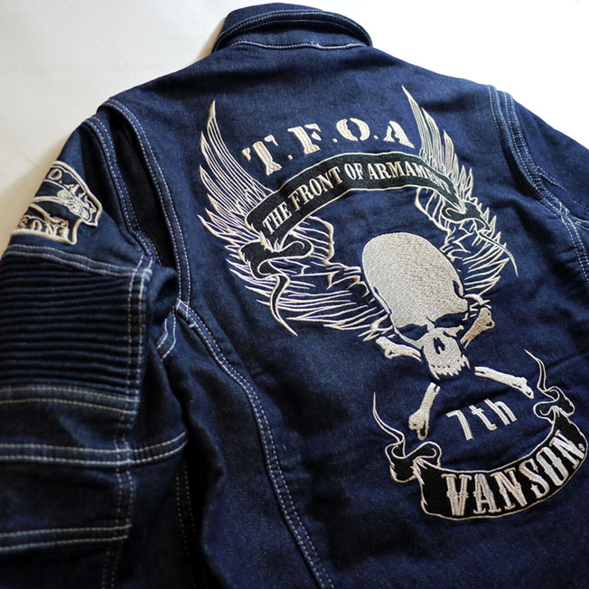 VANSON × 武装戦線 T.F.O.Aコラボ カットライクデニム ライダースシャツ