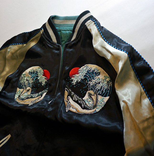 花旅楽団 花旅団 スカジャン 鯨 日の丸 富士 スカジャン 鯨 日の丸