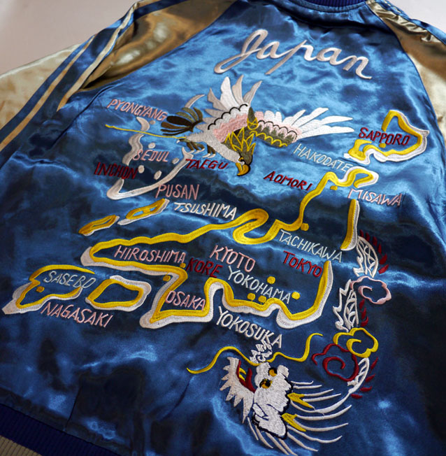 再入荷 Japanesque 鷹地図 ビンテージ柄 刺繍 リバーシブルスカジャン