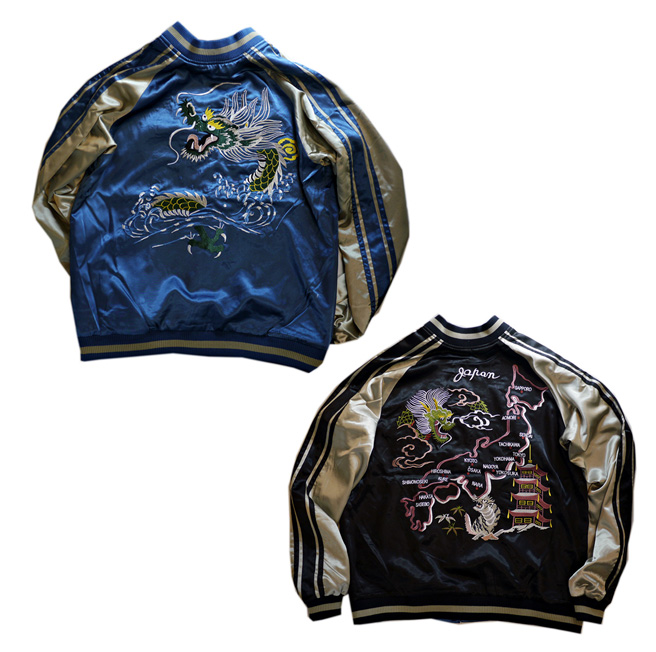 再入荷 Japanesque 地図/青龍 リバーシブル刺繍 スカジャン
