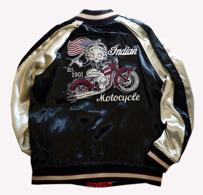 indian motocycle/betty boop(ベティーブープ） リバーシブル刺繍