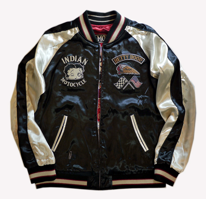 indian motocycle/betty boop(ベティーブープ） リバーシブル刺繍