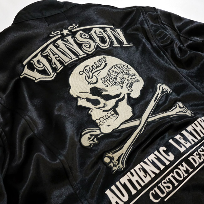 VANSON (バンソン）クロスボーンスカル 刺繍 ボンディング ライダース