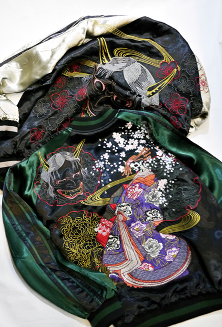 さとり 花魁髑髏 / 般若 リバーシブル刺繍スカジャン