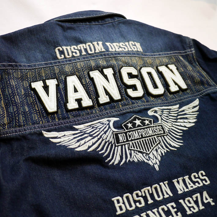 VANSON (バンソン）刺し子切替 デニムシャツ NVSL-2105 インディゴ