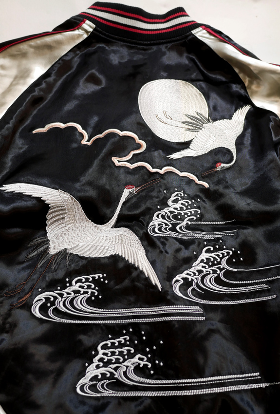 Japanesque （ジャパネスク） [ 月に鶴 ] 刺繍 リバーシブルスカジャン