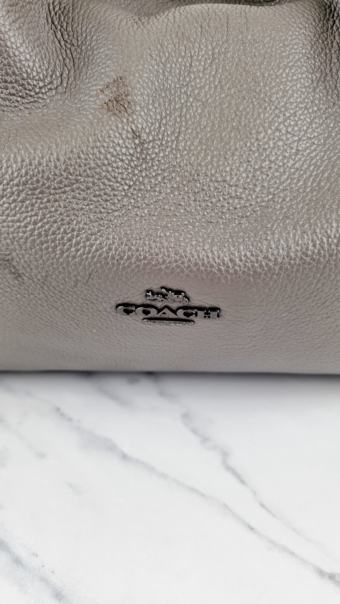 Coach Edie 31 Shoulder Bag in Grey Pebble Leather Handbag Coach