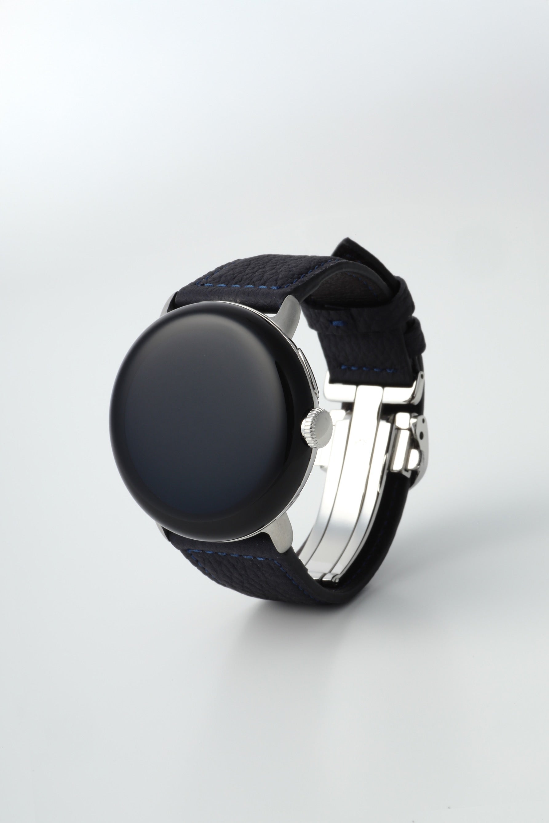 Google Pixel Watch用レザーバンド / シルバーメタル グーグルピクセル