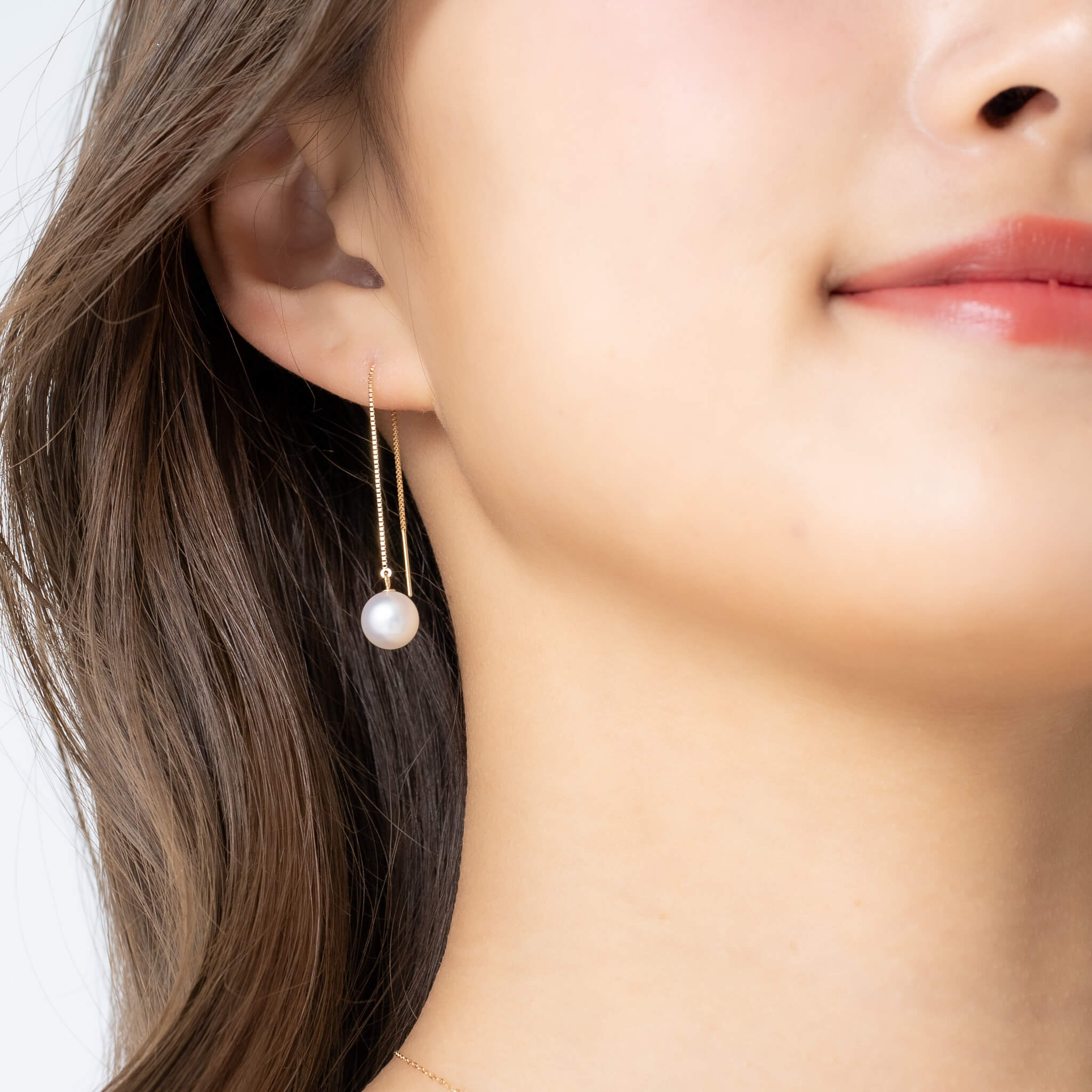 無調色 アコヤ真珠 7.75mm K10 イエローゴールド アメリカンピアス