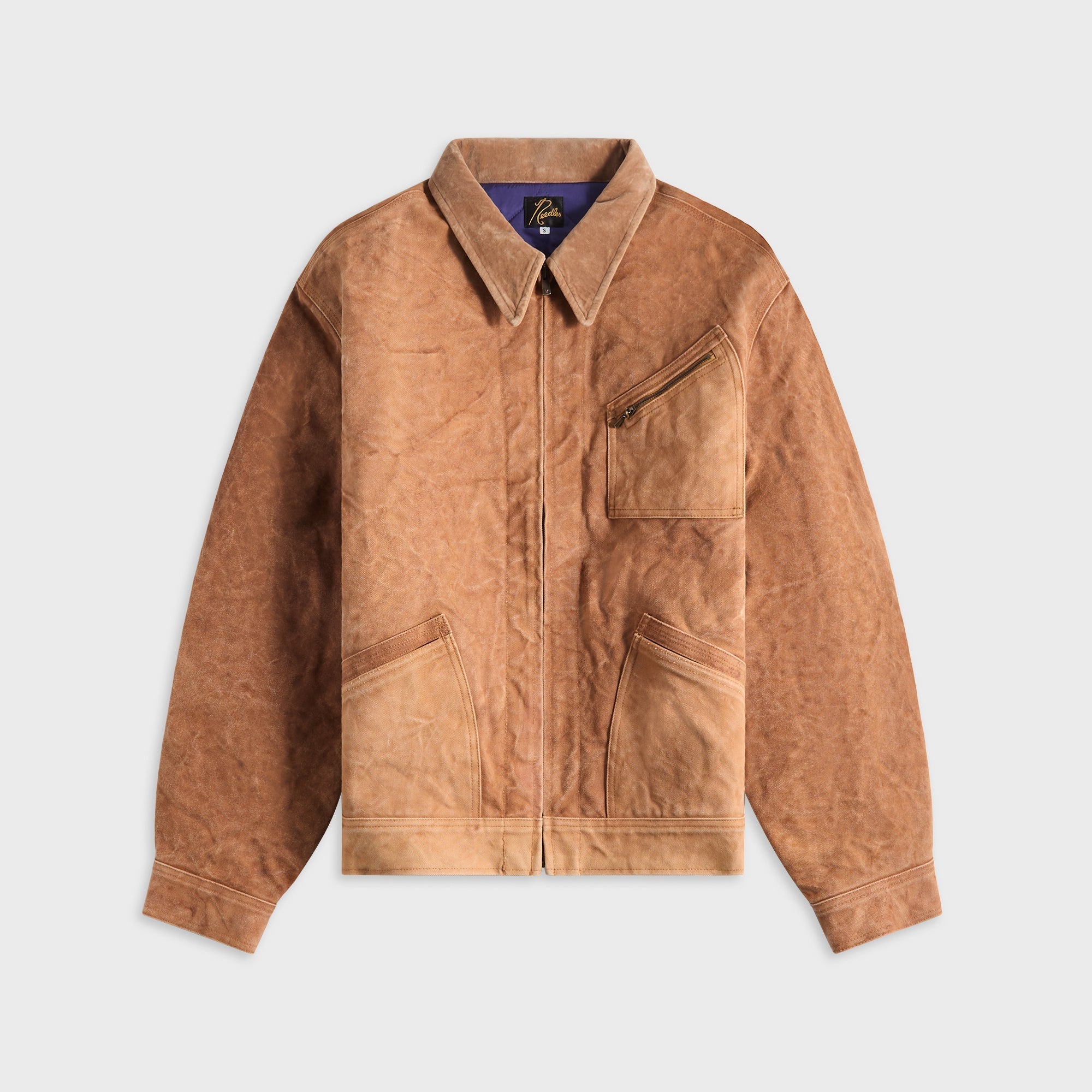 Needles Duck Canvas Kakishibu Dye Zipped Work Jacket - Brown