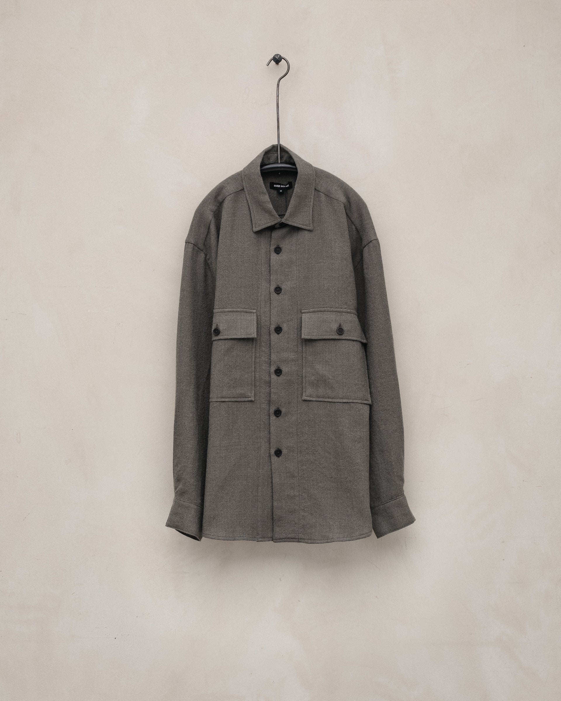 Flat Hem Shirt - Worsted Wool Gauze, Heather Grey – evan kinori