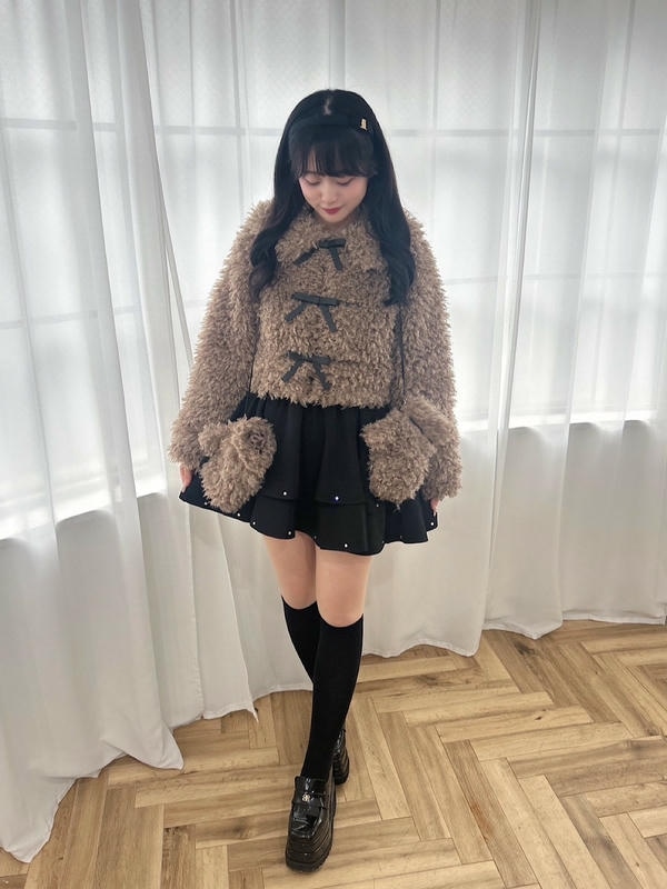 ミトン付きリボンファーコート｜evelyn（エブリン）公式通販サイト