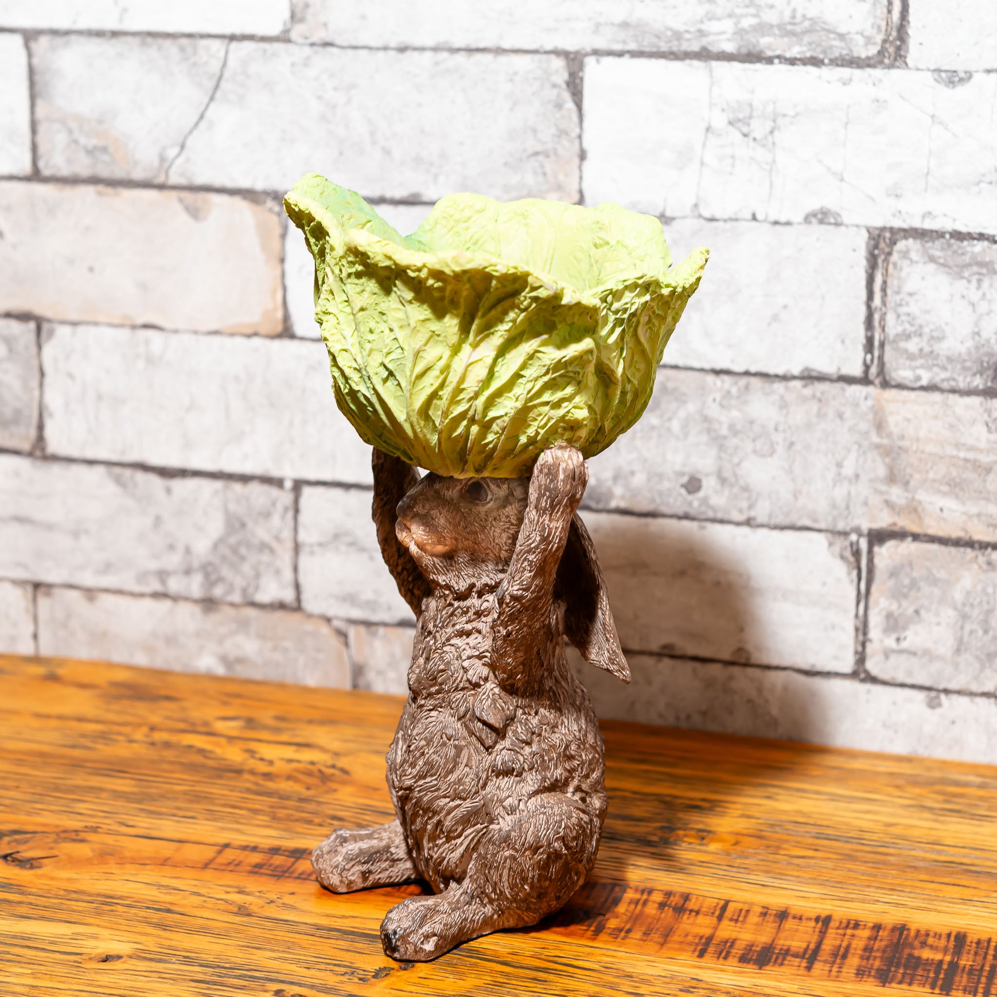 ガーデニング雑貨 樹脂・レジン製 置物 キャベツ トップヘッド ウサギ