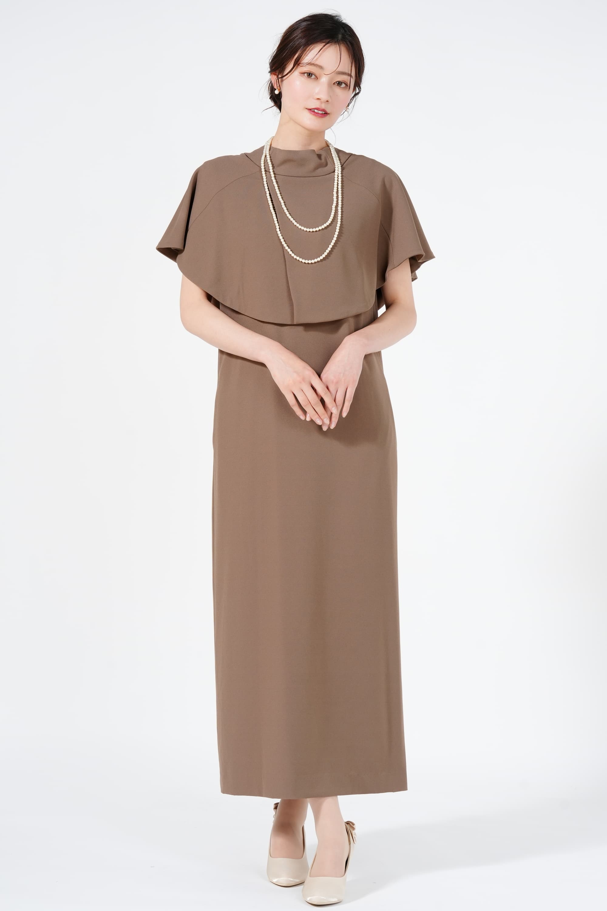 Ameri VINTAGE アンブレラ型ケープブラウンドレス (S) をレンタル