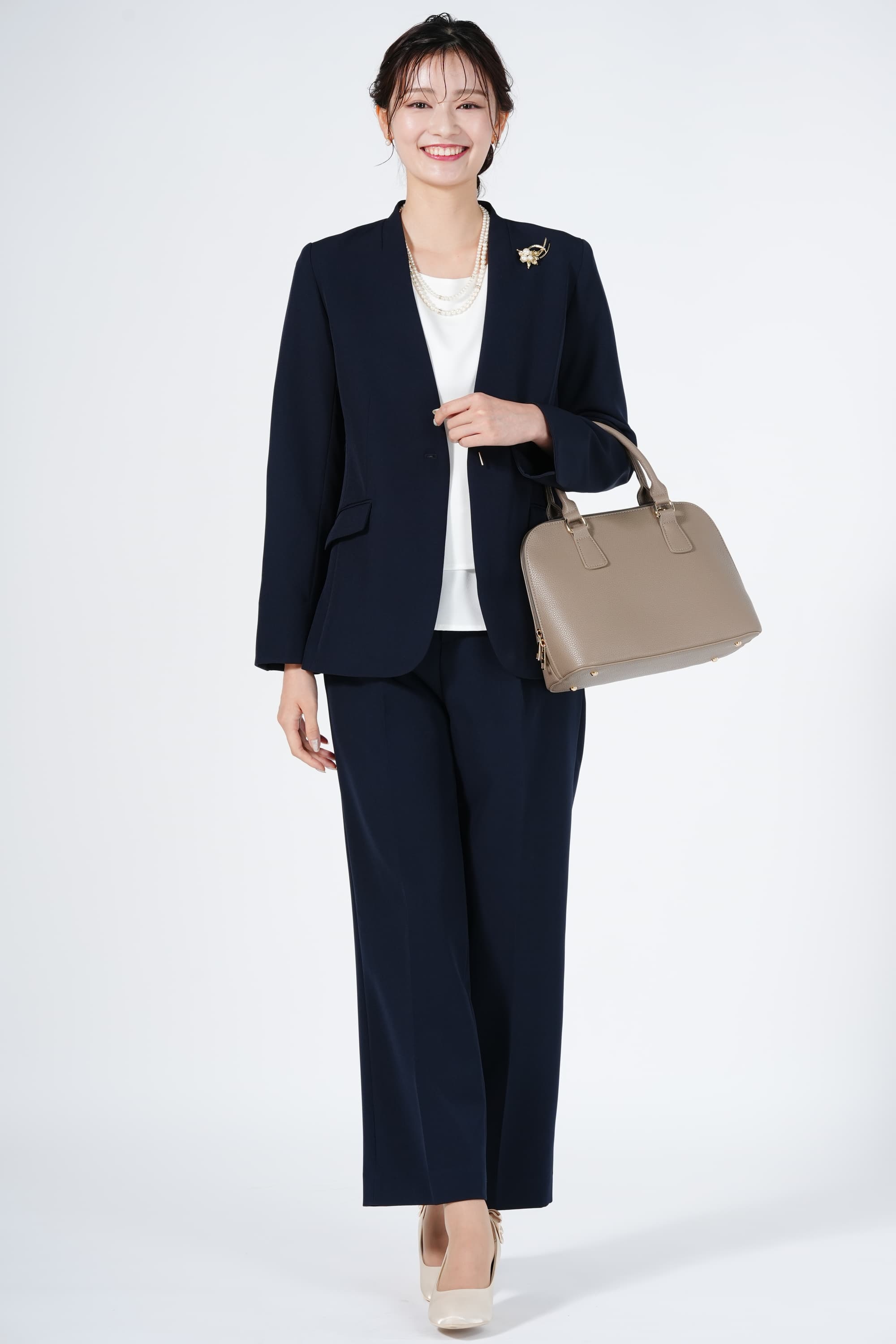 THE SHOP TK メタル釦ジャケットネイビーパンツスーツセット (M) を