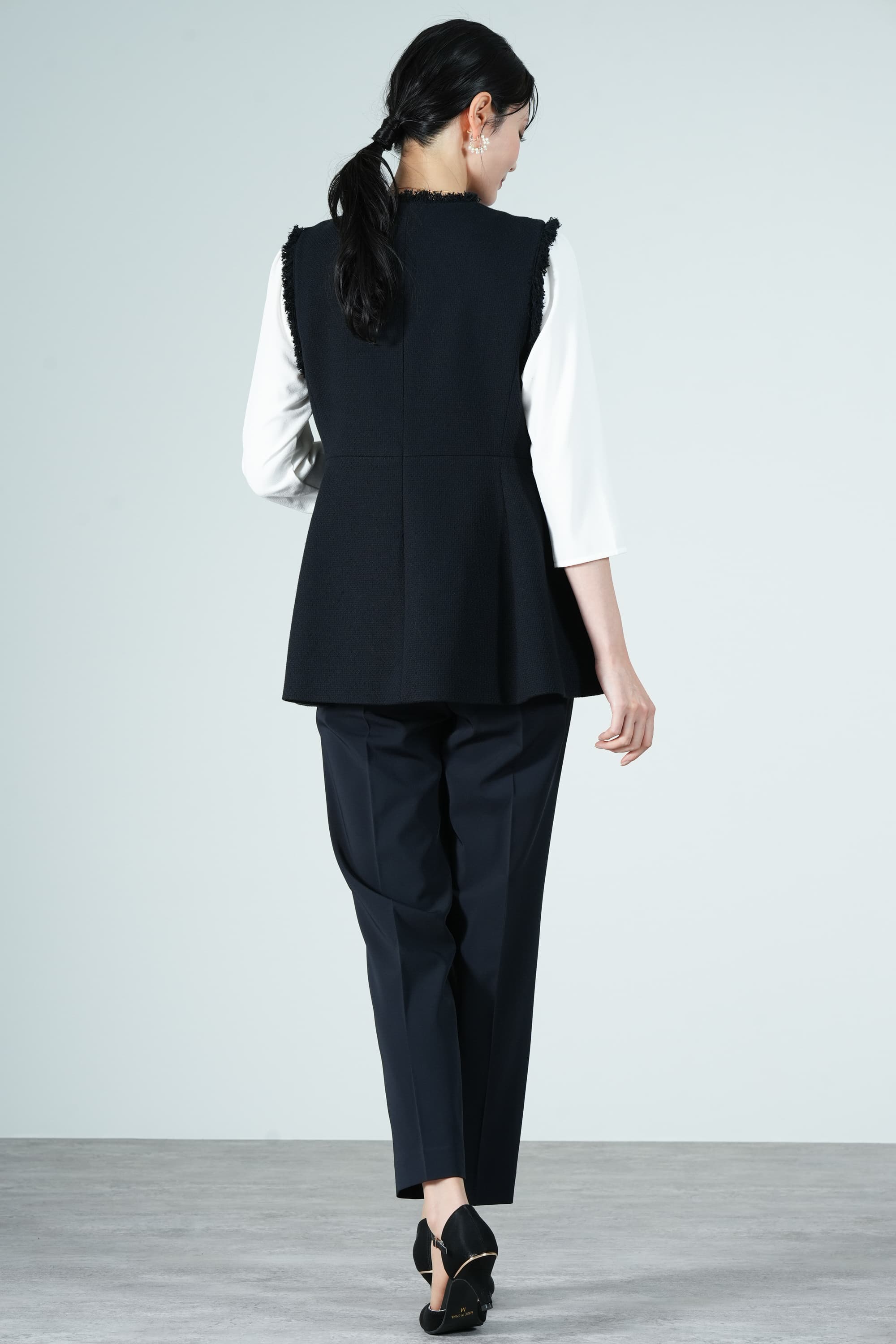 UNITED ARROWS green label relaxing ペプラムツイードジレ×ネイビー