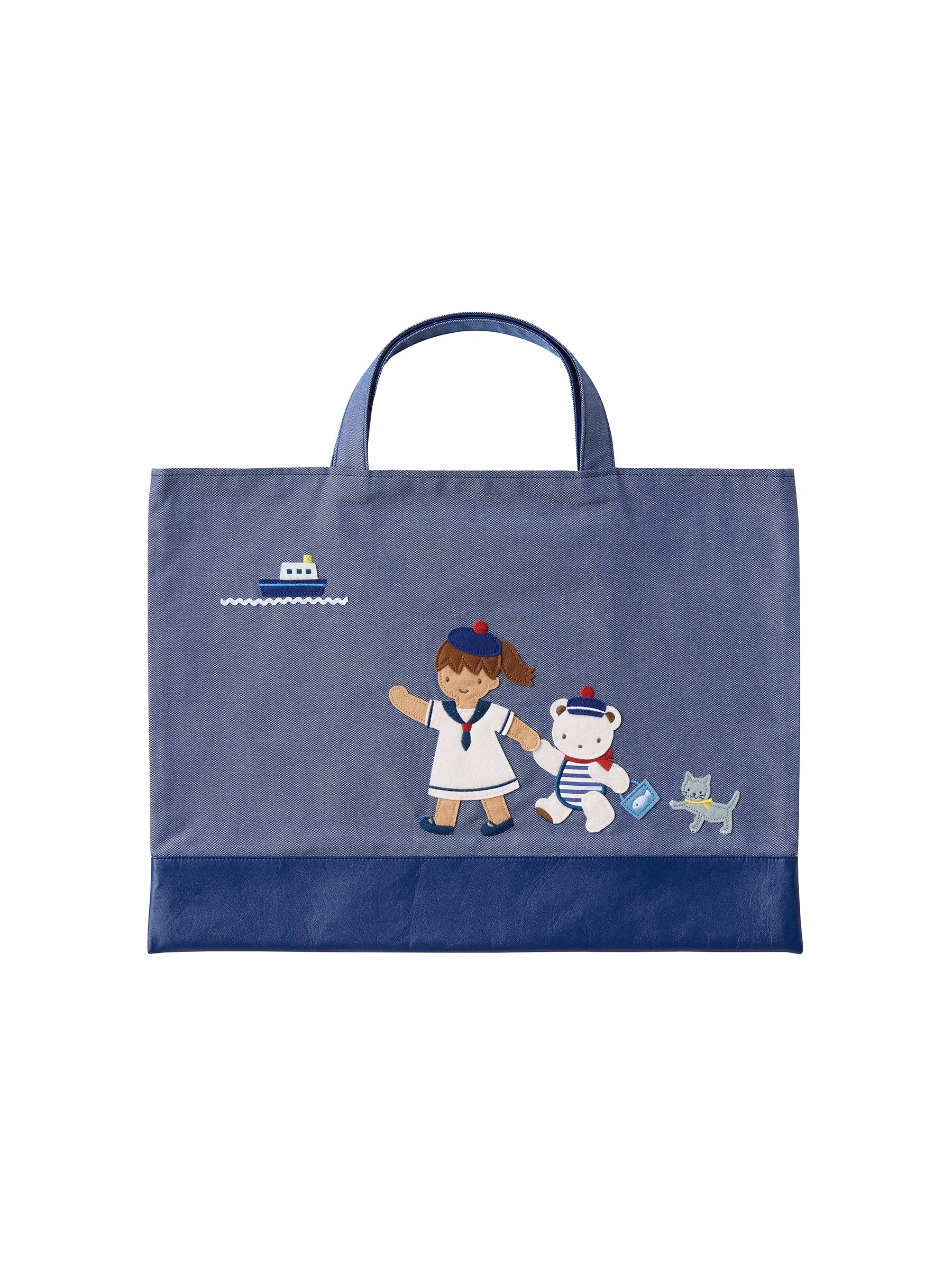 新品未開封 ファミリアネイビー トートバッグ ファミリア刺繍 ネイビー