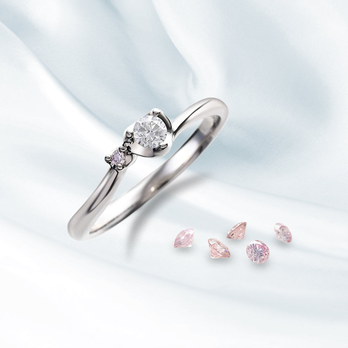 ピンクダイヤモンドリング 0.1ct-up PT900 プラチナ 3本爪留め