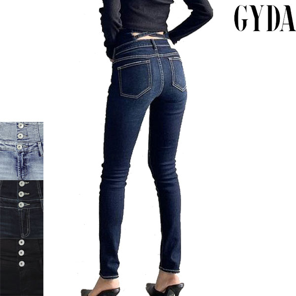 GYDA ( ジェイダ ) - ハイウエストウエストクロススキニーデニムパンツ
