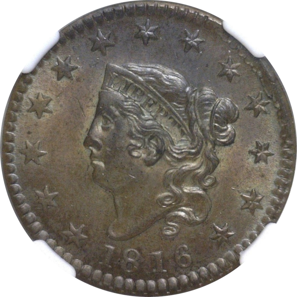 1816 1c Coronet Large Cent – NGC MS63, Newcomb-2, Randall Hoard