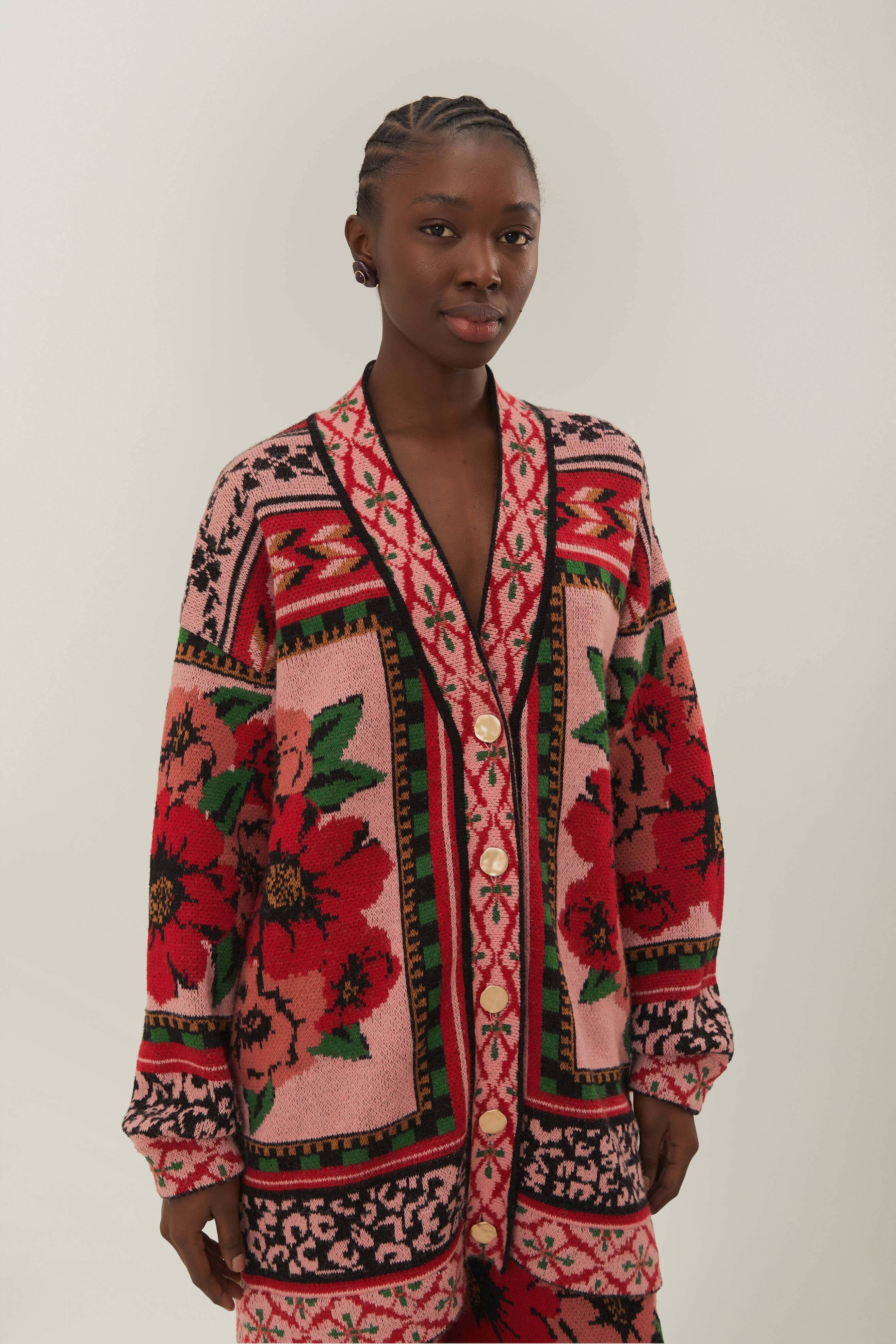 Pink Flower Tapestry Knit Cardigan – FARM Rio