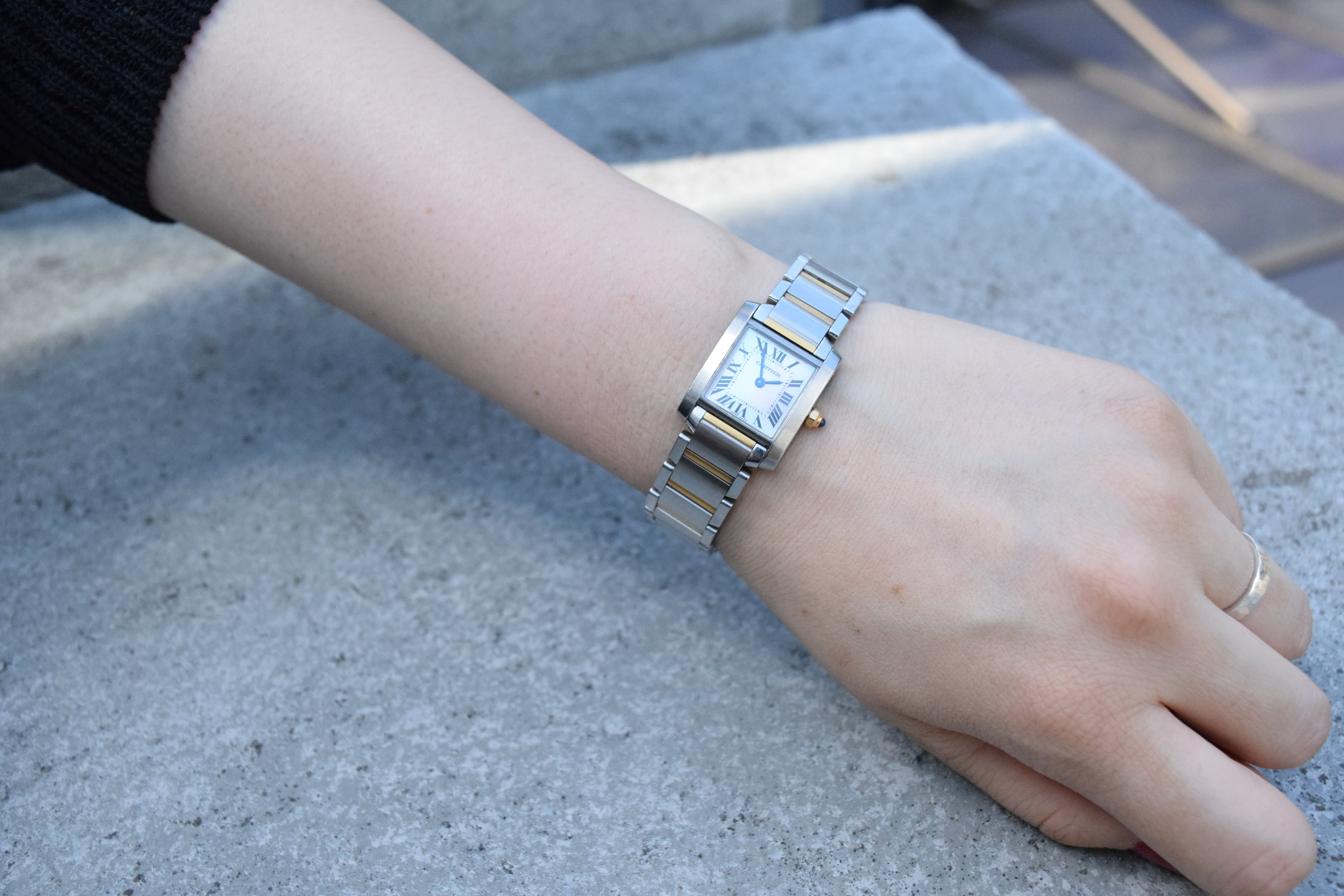 カルティエ フランセーズ ピングゴールド x ピンクシェル文字盤SMサイズ