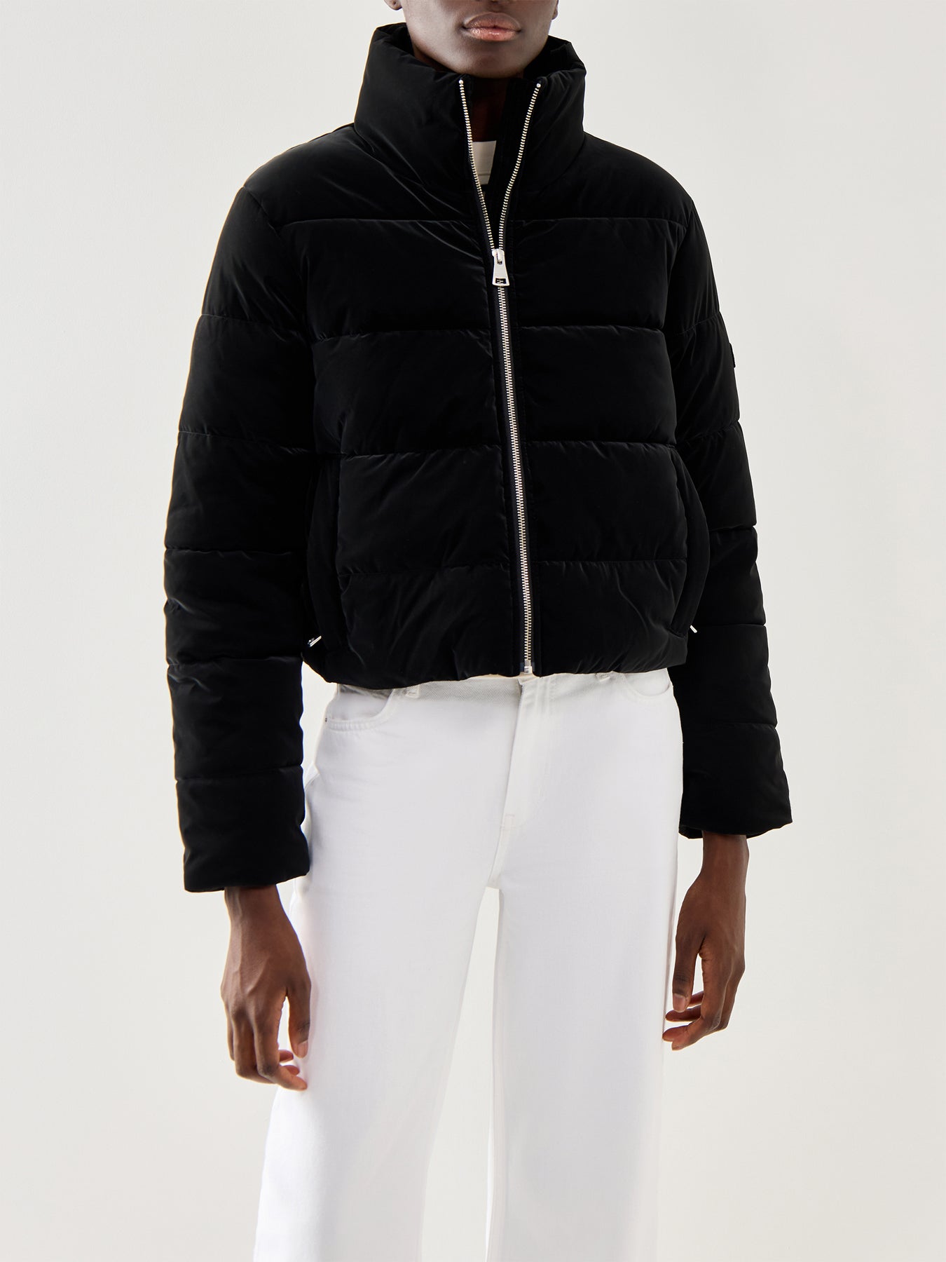 Womens Barbour International Hudson Faux Velvet Puffer Jacket