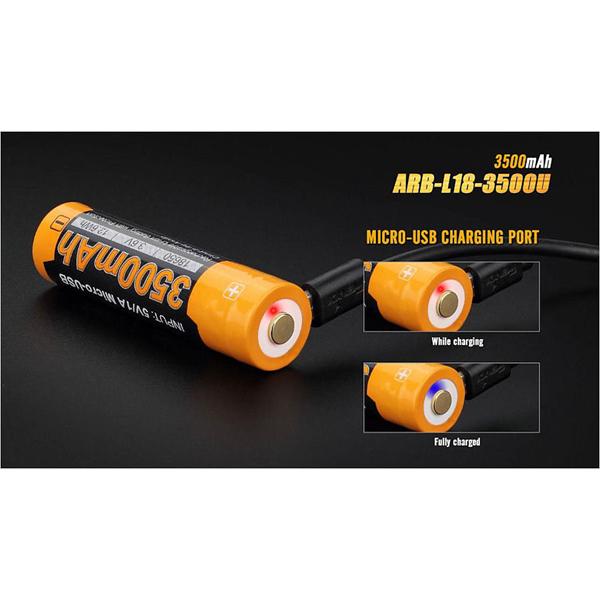 Fenix ARB-L18 18650 3500mAh with Micro USB Port | Fenixtorch.co.uk