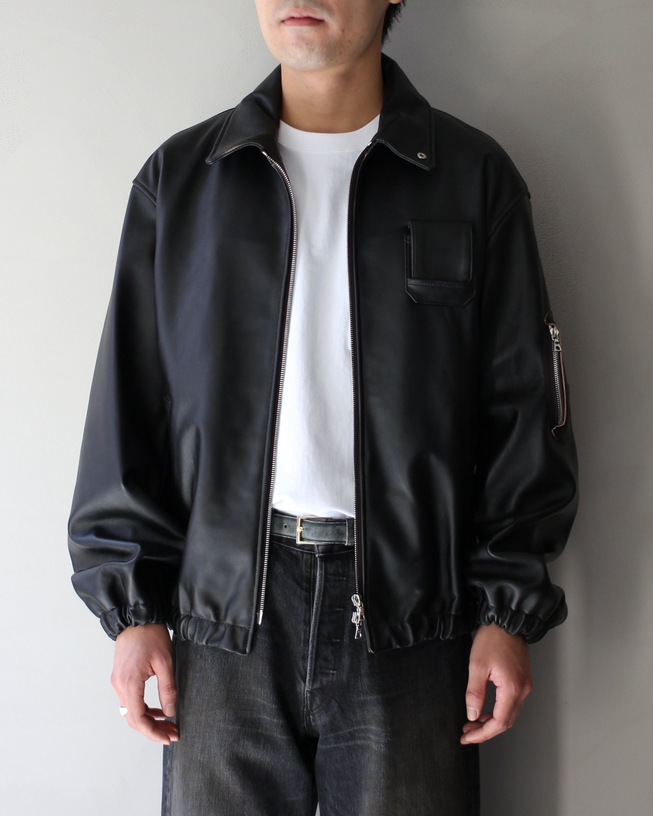 ssstein/SHEEP LEATHER FLIGHT JACKET 