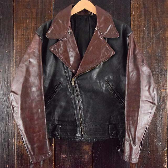 60's〜70's Cal-Leather 2トーン レザーダブルライダースジャケット