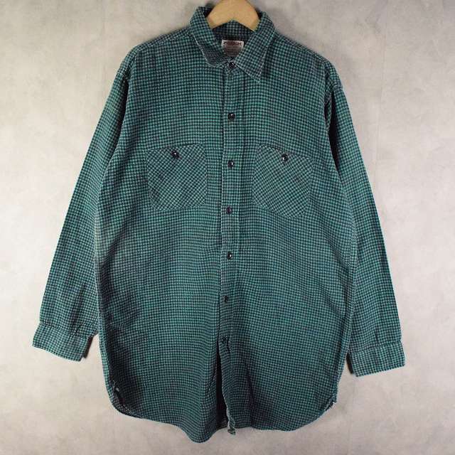 60年代 ピルグリム プリント コットン フランネル グリーン ブラック