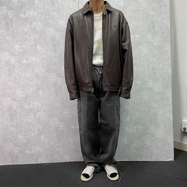 ポロラルフローレン ブラウン 革ジャン スムース スウィングトップ