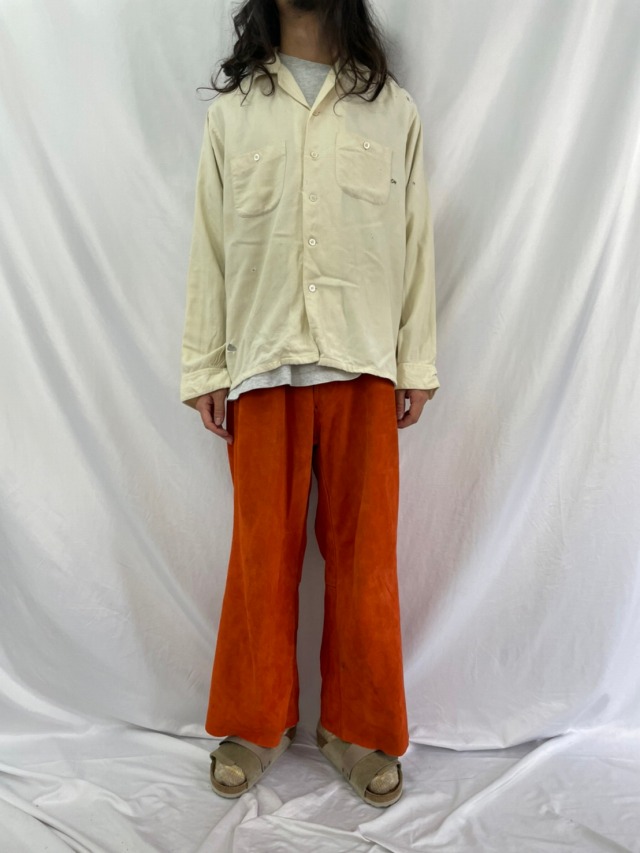 50年代 50s マンハッタン アイボリー 白 ホワイト 開襟 ループカラー