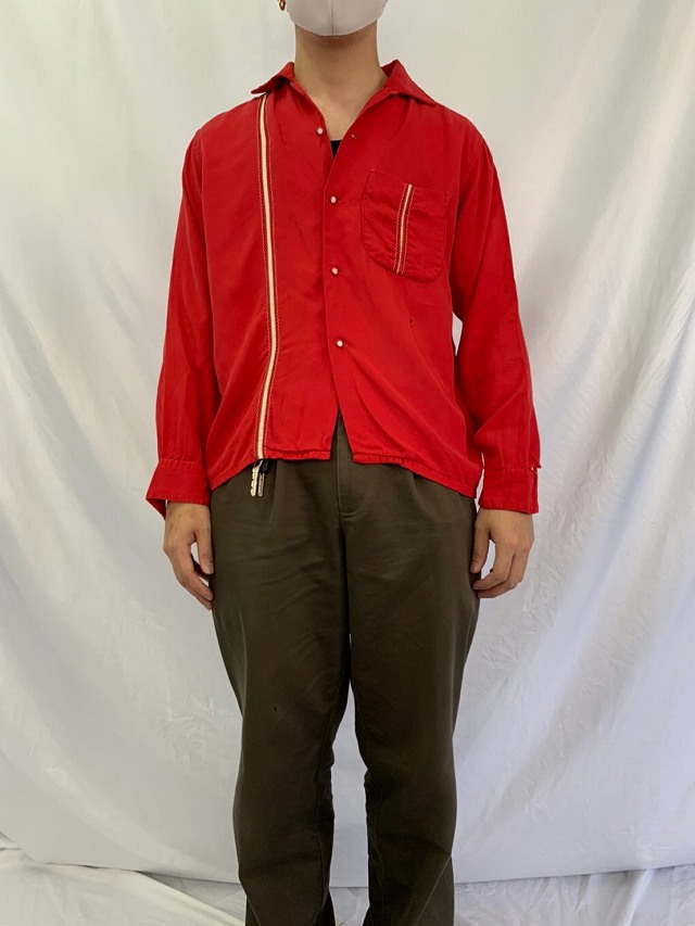 50s 50年代 キャンパス 赤 レッド レーヨンシャツ ギャバジン 開襟