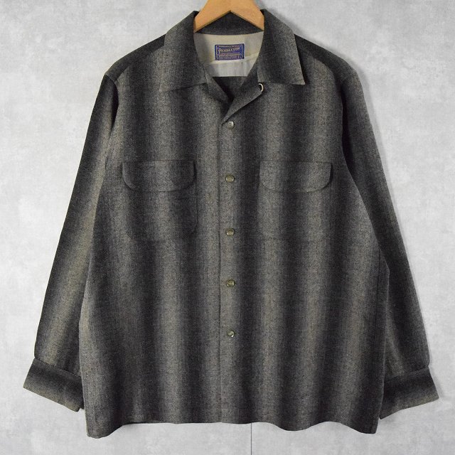 60年代 60s ペンドルトン フランネル シャドウストライプ 長袖 開襟